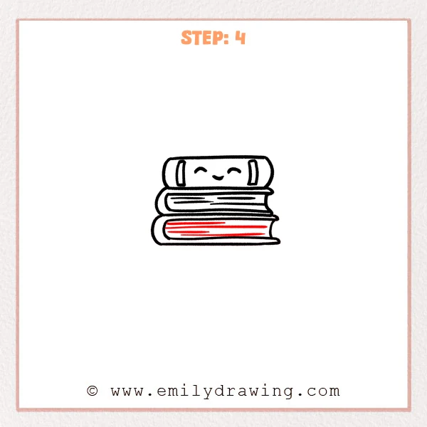 how to draw a stack of books - Step 4
